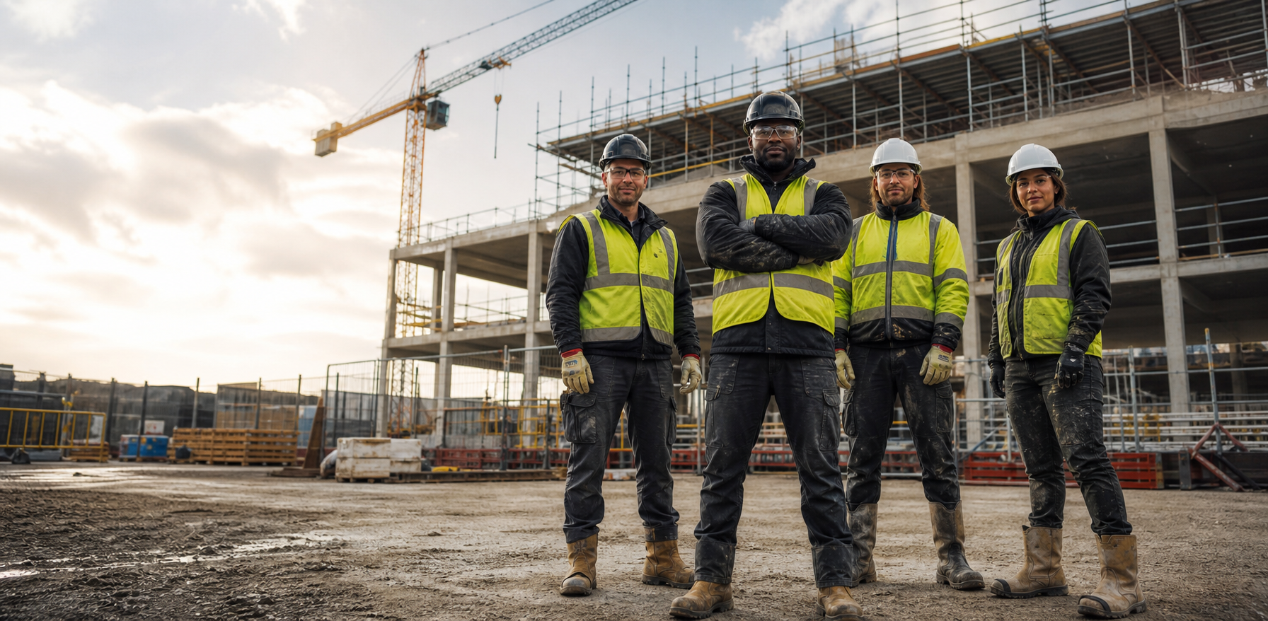 Construction team preparing for site work